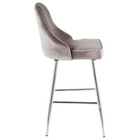 Lumisource Marcel Counter Stool, Chrome and Silver Velvet, Set of 2