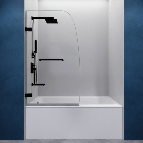 Vensea Series 31.5"x56" Frameless Hinged Tub Door, Matte Black