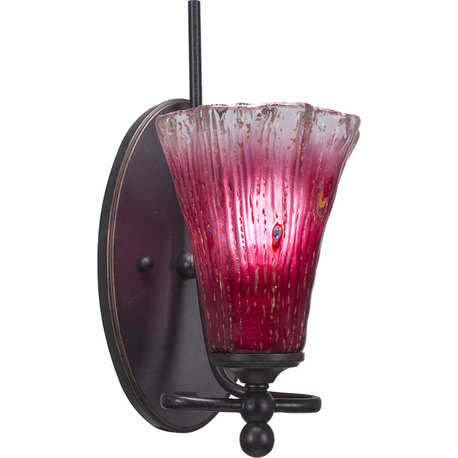 Capri Flared Wall Sconce - Dark Granite, Raspberry Crystal, 1