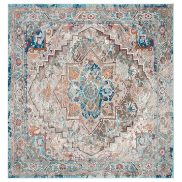 Safavieh Aria Collection ARA119 Rug, Beige/Blue, 6'5" Square