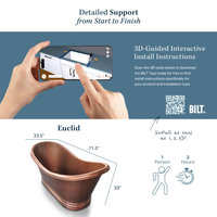 Euclid 6' Copper Freestanding Bathtub with Faucet and Drain Kit