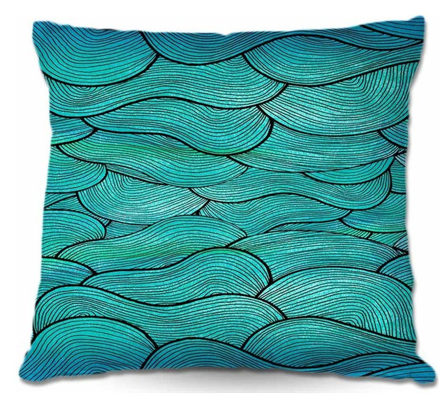 Throw Pillow Sea Waves Pattern Beach Style Decorative Pillows by DiaNoche Designs