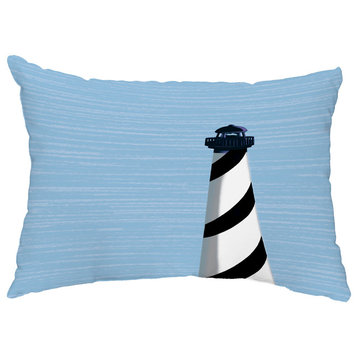 Light House 14"x20" Decorative Nautical Outdoor Pillow, Black