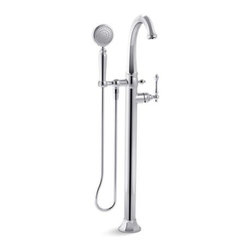 Kelston(R) floor-mount bath filler with handshower - Tub And Shower Faucet Sets