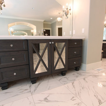 Free Standing Vanities Stained Gray with Ogee Countertops