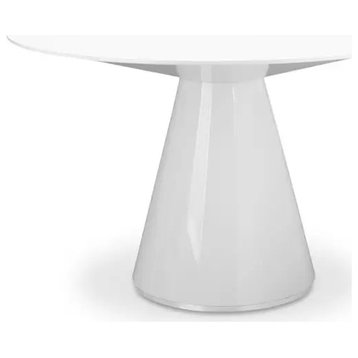 47" Contemporary High Gloss White Round Dining Table for 4 People