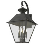 Livex Lighting - Wentworth 4 Light Charcoal Outdoor Extra Large Wall Lantern - With its appealing charcoal finish and clear glass, the stunning Mansfield collection will make an elegant addition to any outdoor space. Formed from solid brass & traditionally inspired, this downward hanging four-light outdoor extra-large wall lantern is perfect for your entry way. Combining superb craftsmanship and affordable price, this fixture is sure to be a timeless addition to your home.