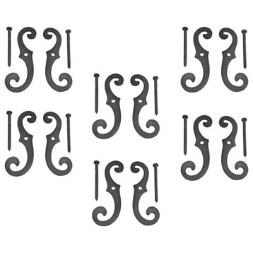 Black Cast Iron Shutter Dogs Holders 6.5" Large S Shape with Screws Pack of 6