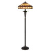 Benzara BM282169 Xia 61" Tiffany Style Vintage Floor Lamp, Glass Shade, Bronze
