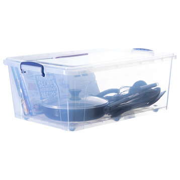 Clear Plastic Stackable Wheeled Storage Bin With Lid, 60 qt.