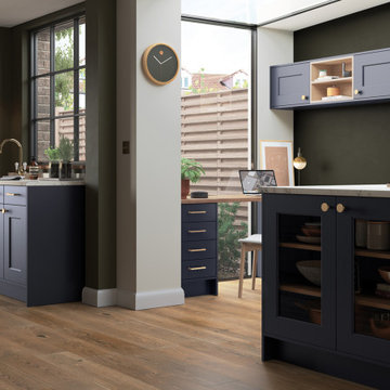 Blue shaker cabinets