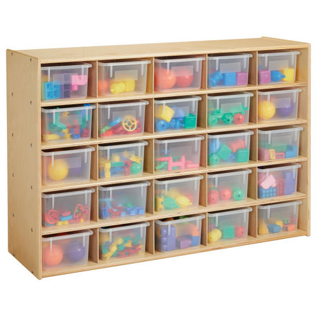 Young Time 25 Cubbie-Tray Storage - with Clear Bins