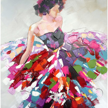 "Graceful Colorful Dress" Hand Painted oil painting, original Art