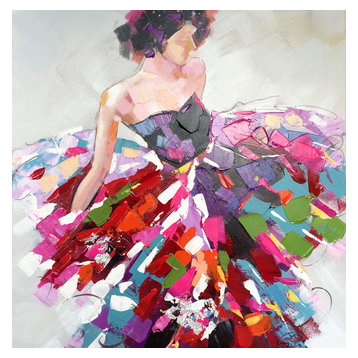 "Graceful Colorful Dress" Hand Painted oil painting, original Art