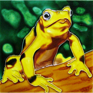 8x8" Yellow Spotted Tree Frog Ceramic Art Tile Hot Plate Trivet and Wall Decor