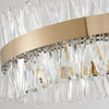 32" 2-Light Gold Stainless Steel Led Chandelier With Clear Crystals