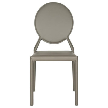 Racey 37"H Round Back Leather Side Chair Gray