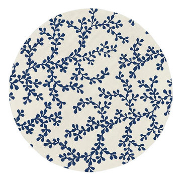 Artist Studio Ivory / Navy Floral Pattern Round Rug by Surya -$1375.32
