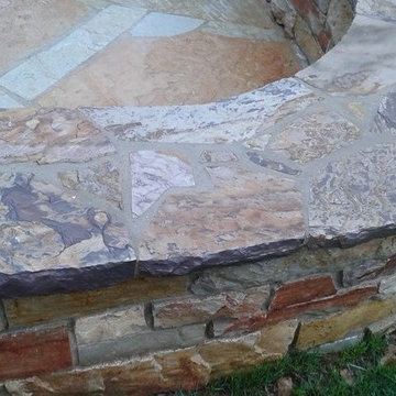 Natural Stone fire pit Stone walls stairs flagstone patio in chesterfield, mo
