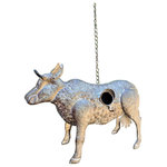 Zaer Ltd - Galvanized Hanging Animal Birdhouse - Cow - Decorate your yard or garden with the new collection of Galvanized Hanging Animal Birdhouses. These birdhouses are expertly constructed from 100% quality galvanized metal for strength and durability. Each birdhouse is built and detailed to depict a member of the animal kingdom. Our Cow shaped birdhouse features small horns and udder details.