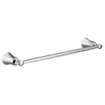 Moen - Moen Flara 18" Towel Bar Chrome, YB0318CH - The Flara bathroom suite beautifully blends timeless classics with contemporary flair. The faucets bold details, clean lines and expressive, gestural flared surfaces combine with slim proportions and a tall, elegant stature for a striking appearance. The Flara bathroom suite includes single-handle and two-handle faucet options, matching tub/shower fixtures, a tub-filler faucet, and a broad selection of matching accessories that provides a cohesive look throughout the bath.