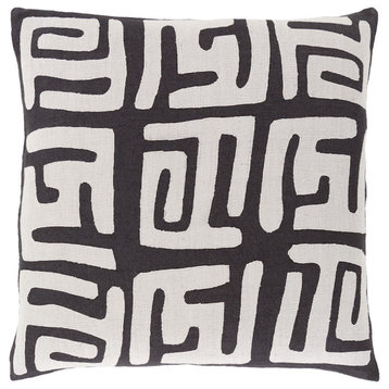 Nairobi by Surya Poly Fill Pillow, Light Gray/Black, 18' x 18'