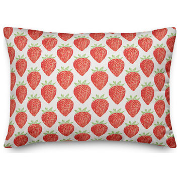 Watercolor Strawberry 14x20 Spun Poly Pillow