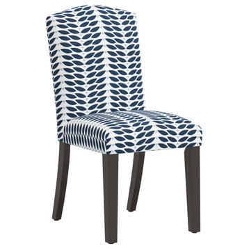 Camel Back Dining Chair With Tapered Legs, Petal Navy Oga