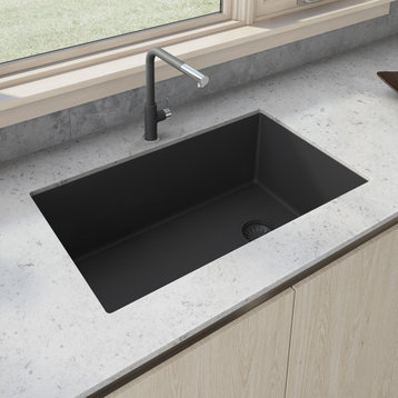 Ruvati 31" Undermount Granite Composite Kitchen Sink, RVG2033BK