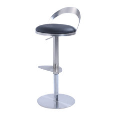 Brushed Nickel Bar Stools and Counter Stools | Houzz - Chintaly - Chintaly 0412 Thin Metal-Back Adjustable Height Stool, Brushed  Nickel - Bar