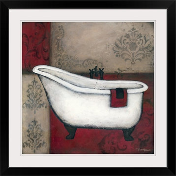 "Red Bath I" Black Framed Art Print, 32"x32"x1"