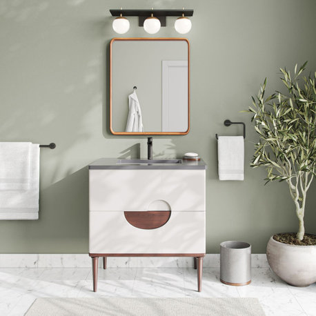 Rhonda Bath Vanity, Beige, 30", Single Sink, Freestanding