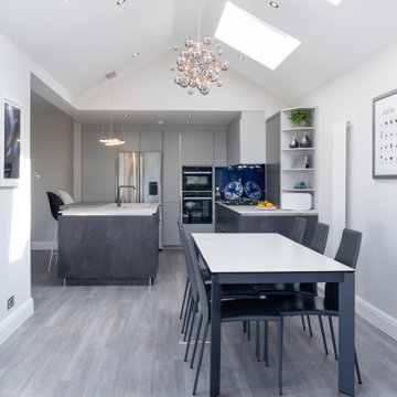 Modern Open Plan Kitchen with Island in Hatch End