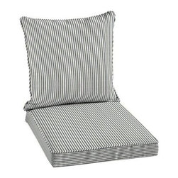 Hampton Bay Sailor Blue Pinstripe Welted 2-Piece Outdoor Cushion Set - Outdoor Cushions And Pillows