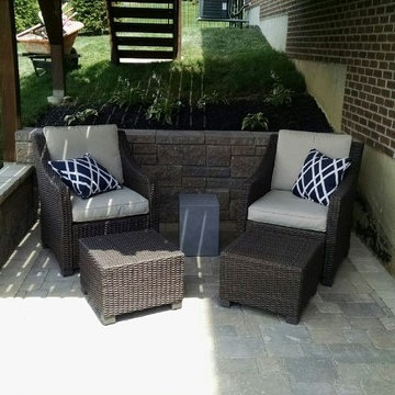 Raised Patio with Seat Wall and Screening