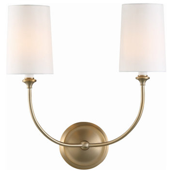 Crystorama 2242-VG 2 Light Wall Mount in Vibrant Gold with Silk