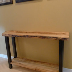 Reclaimed Live Edge Maple Console with Bottom Shelf - Console Tables