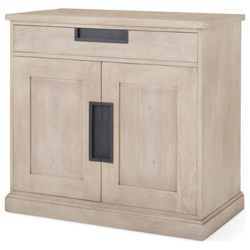 Braxton Beige Solid Wood With Black Accents Accent Cabinet
