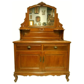 Consigned Chinese Antique Vanity Cabinet With Mirror