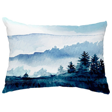 Winter Scene 14"x20" Holiday Print Decorative Outdoor Throw Pillow, Blue