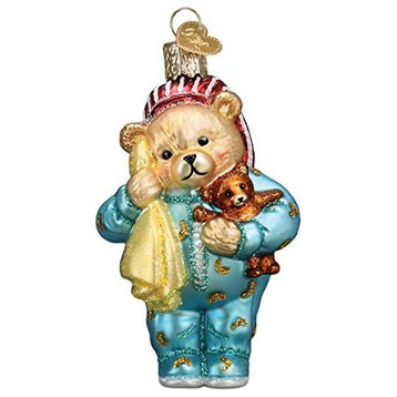 Old World Christmas 12601 Bedtime Teddy Bear Blown Glass Ornament