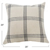 Square Plaid Cotton Pillow Cover, Grey