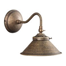 Country-Style Antique Brass Wall Light, 1 Bulb