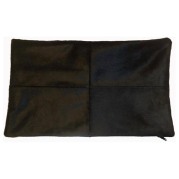 Black Rectangular Cowhide Pillow Bader