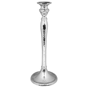 Classic Touch Nickel Candlestick, 10.5"H