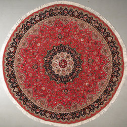 Round Persian Tabriz rug 8'3 diameter - Area Rugs