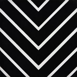 Moroccan Mosaic and Tile House - Amlil Handmade Cement Tile, Black/White, Sample - Wall And Floor Tile