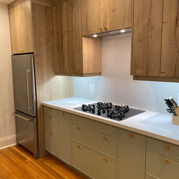 IKEA Kitchen with Custom White Oak and Sage Green Doors by Allstyle