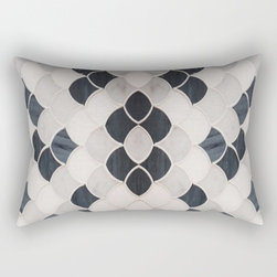 Indigo Scallops Lumbar Throw Pillows - Decorative Pillows
