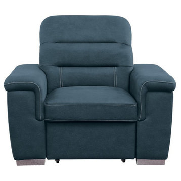Lexicon Alfio Microfiber Accent Chair with Pull Out Ottoman in Blue
